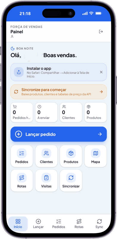 Vendedor usando o app GeVendas no celular